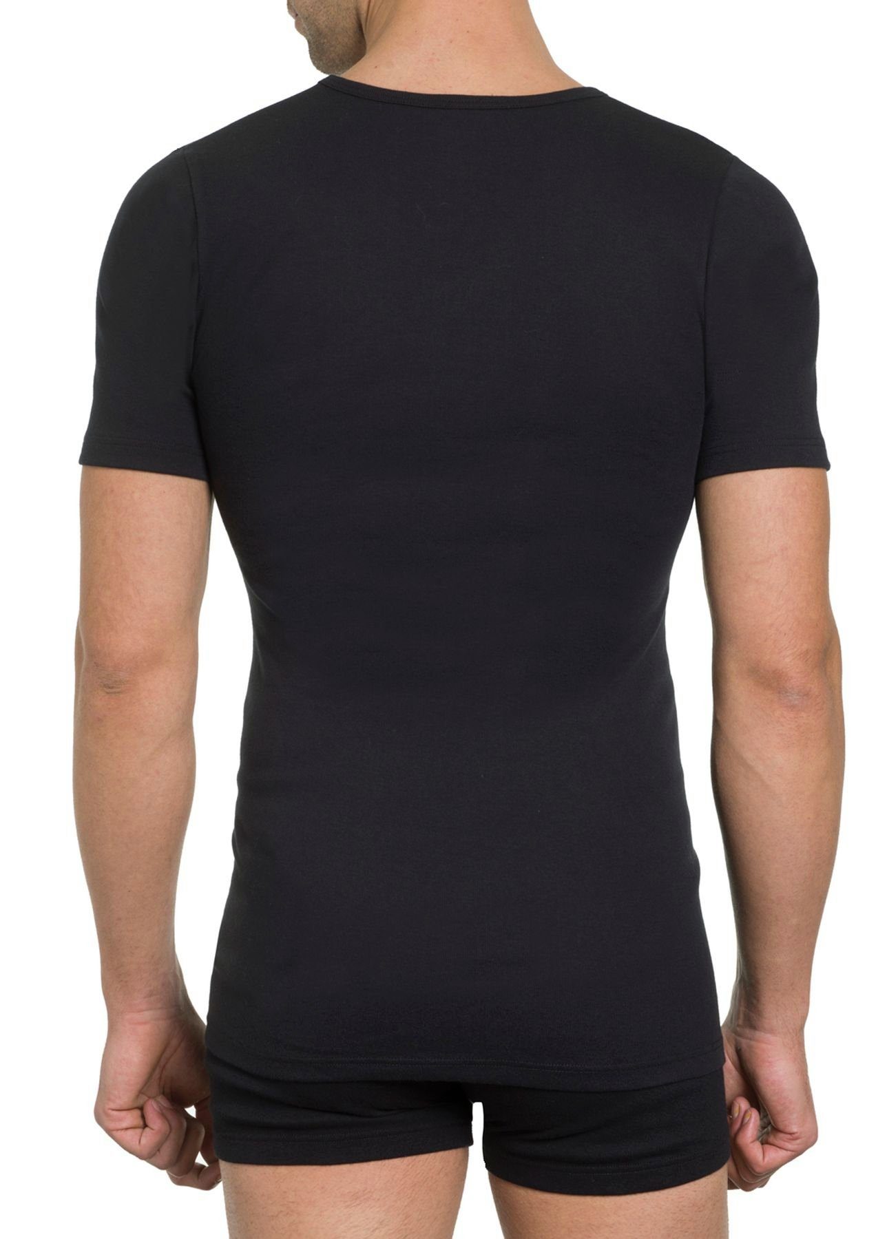 Optimale 77202051-schwarz (Packung, formbeständig, strapazierfähig pflegeleicht, 1919 2er HAASIS Pack) Shirt Unterziehshirt 2-St., Herren Bodywear Passform,