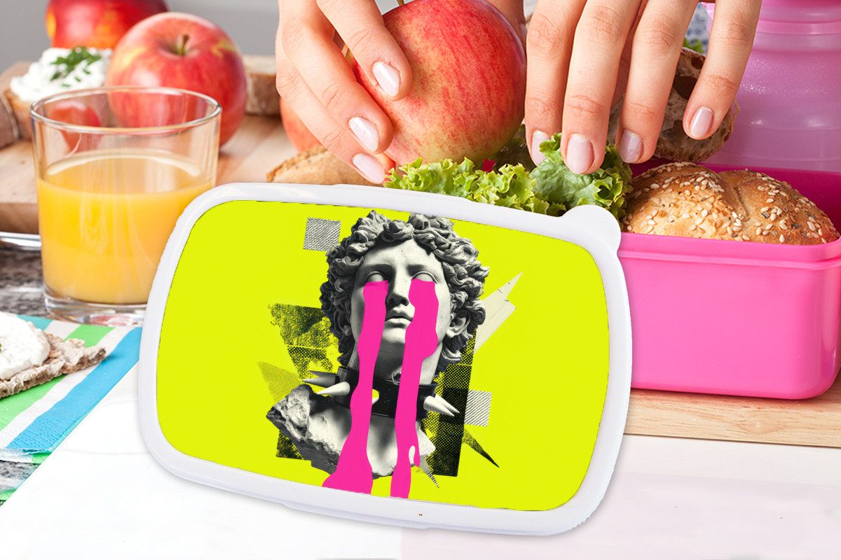 MuchoWow Lunchbox Büste - Farbe - Gelb, Kunststoff, (2-tlg), Brotdosen, Lunch Box, Brotbox für Kinder und Erwachsene