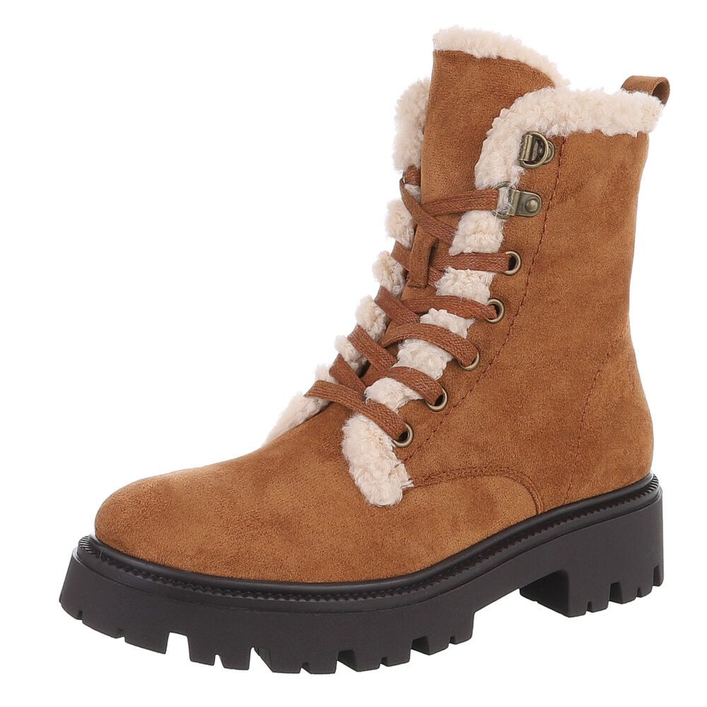 Ital-Design Bequeme Damen Stiefel mit Futter und robuster Sohle Schnürstief günstig online kaufen