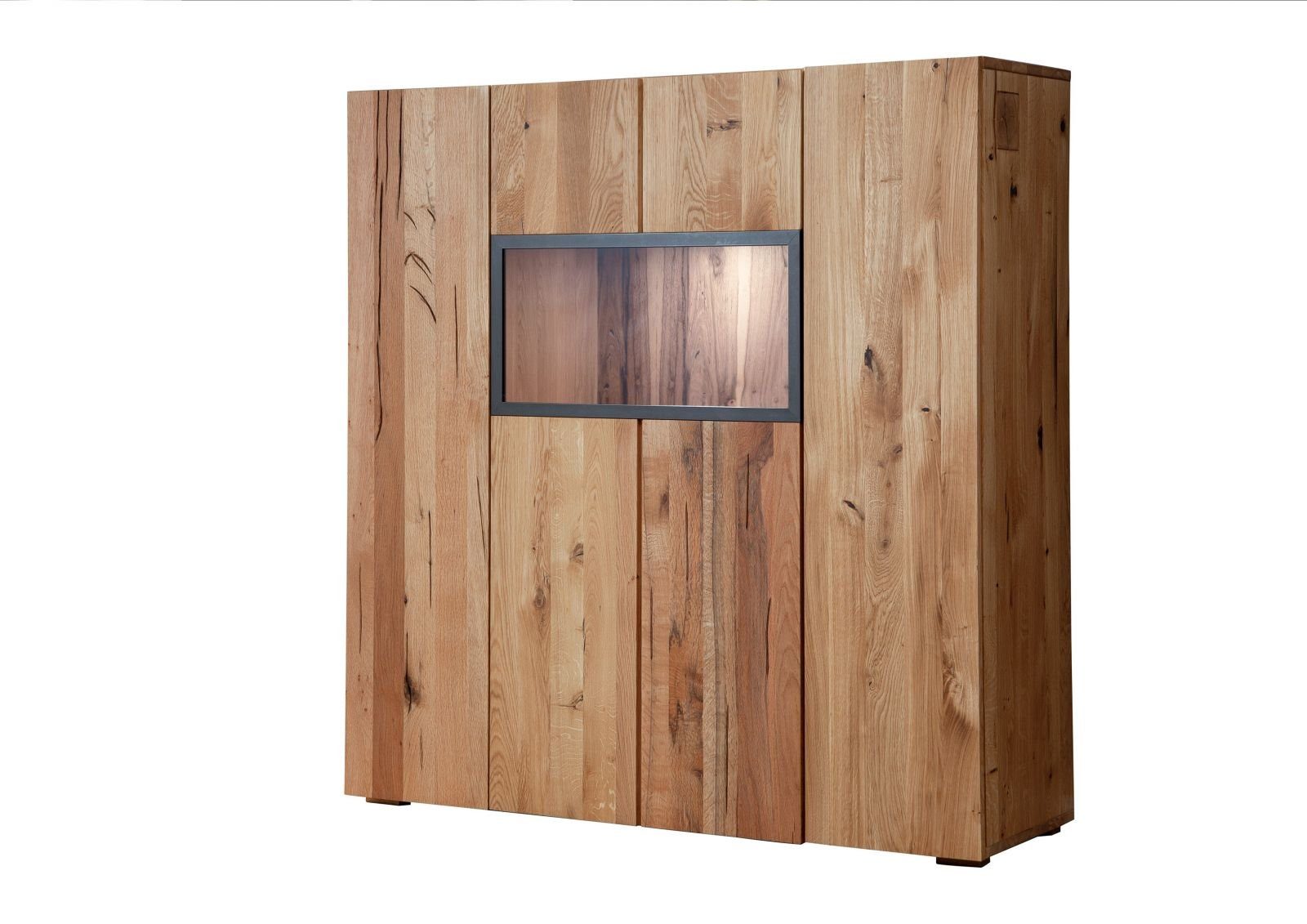 Massivmoebel24 Highboard (Massivholz), Highboard Wild-/Zerreiche 132x43x138 natur geölt FRANKFURT #117