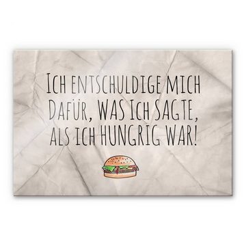 K&L Wall Art Gemälde Wandschutz Glas Spritzschutz Küche lustiger Spruch Schriftzug hungrig, Küchenrückwand montagefertig