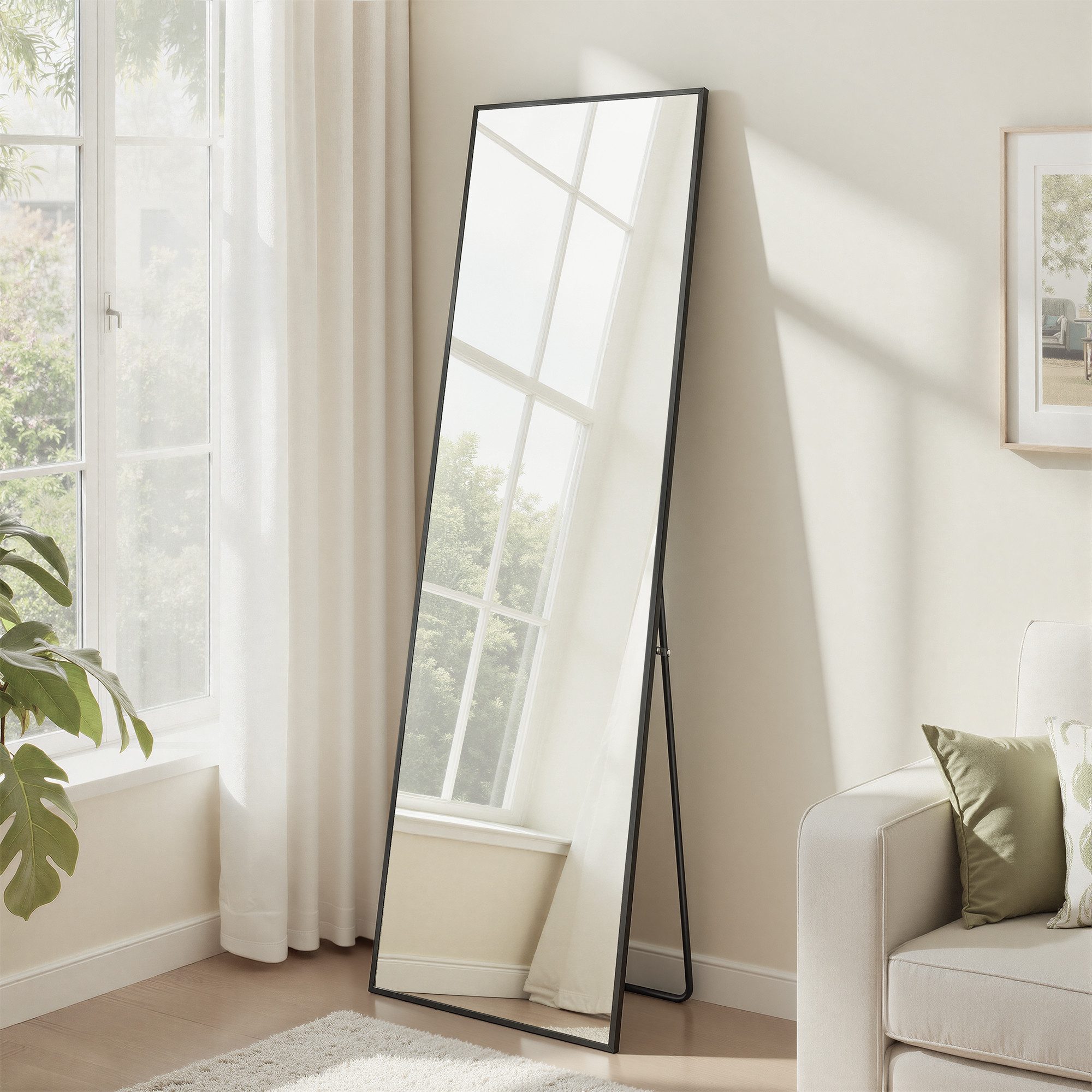 SONGMICS Standspiegel (set), Ganzkörperspiegel, 160 x 50 / 150 x 40 cm, Hartglas, gewölbt