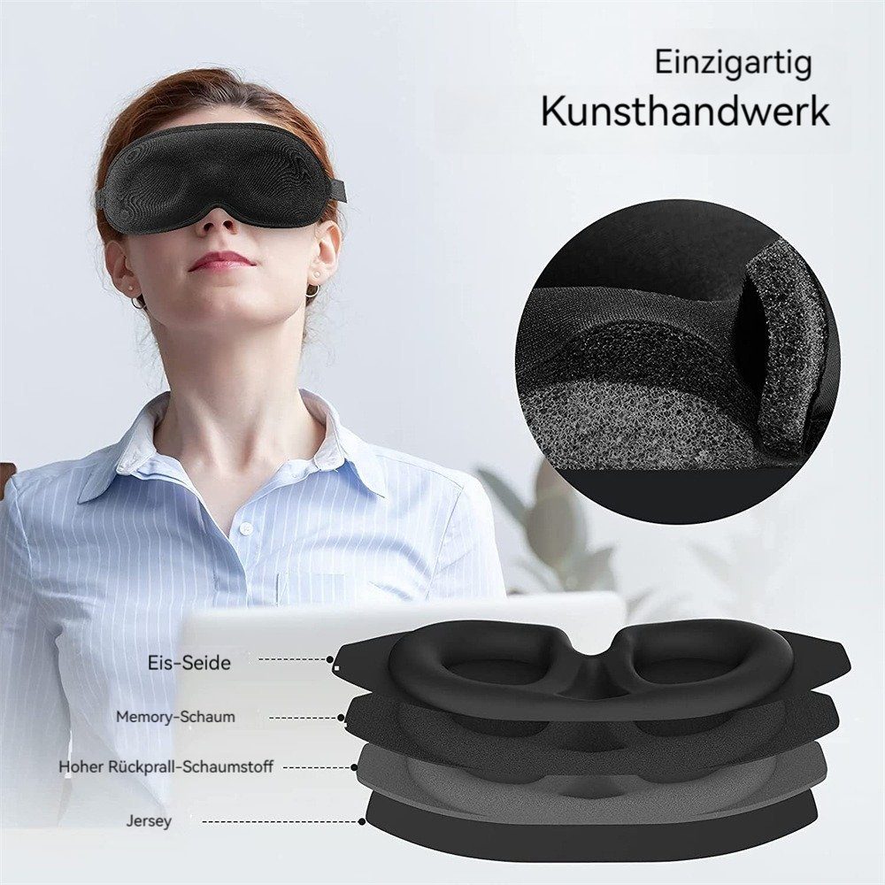 Dekorative Augenmaske 1-tlg. Blackout konturierte Schlafmaske, zum Augenmaske Schlafen, 3D
