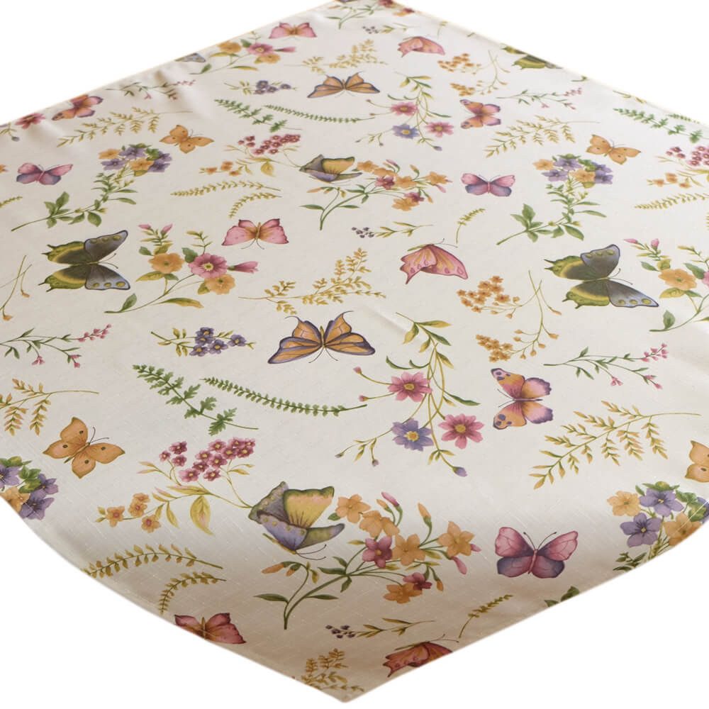 matches21 HOME & HOBBY Tischdecke Tischdecke EMELIE Schmetterlinge & Blumen Polyester 85 x 85 cm (1-tlg), Pflegeleicht & waschbar bei 30 °C