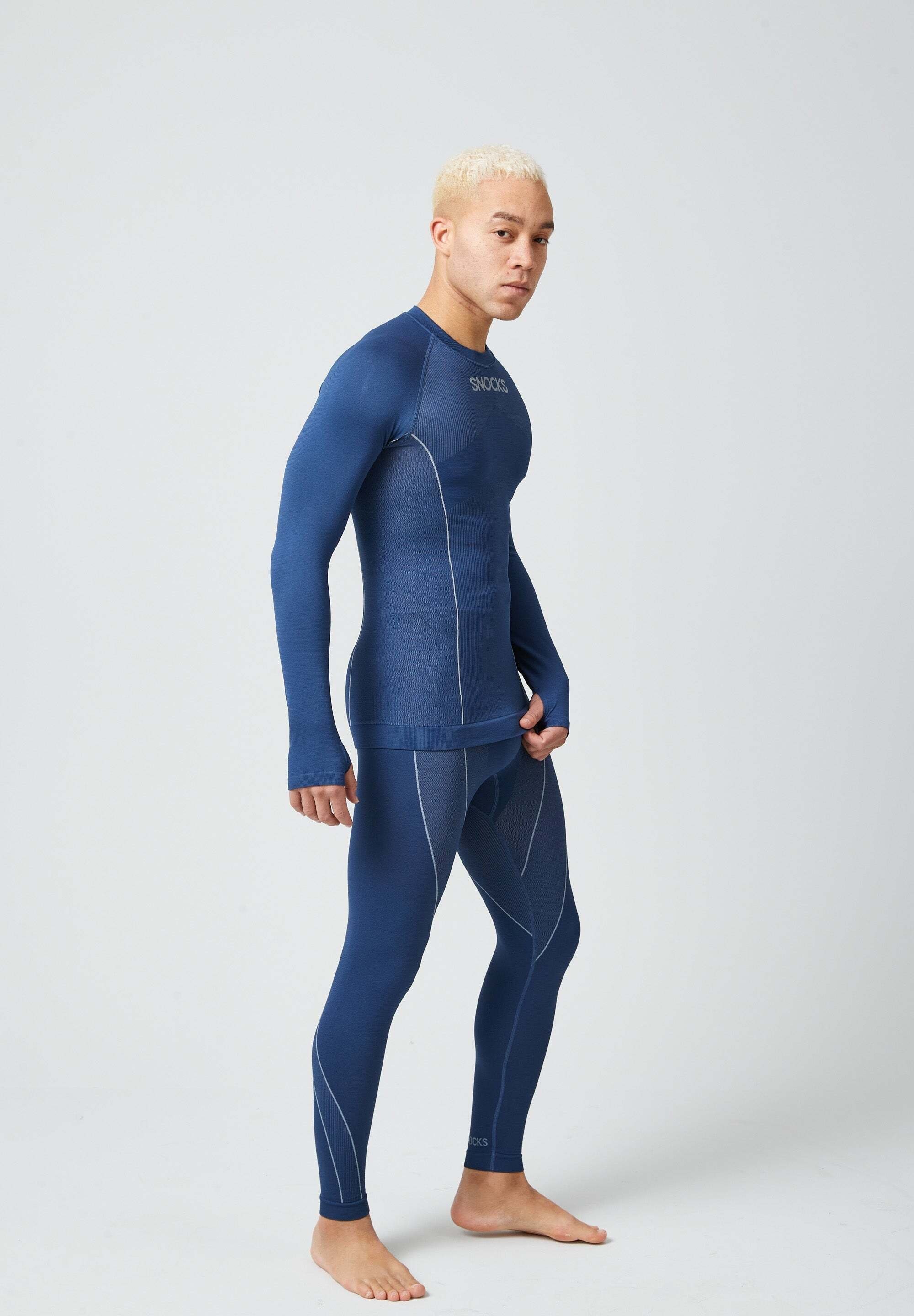SNOCKS Thermounterhemd Thermounterwäsche mit Daumenloch für Herren (1-St) perfekt für Wintersportaktivitäten, atmungsaktiv und wärmeisolierend