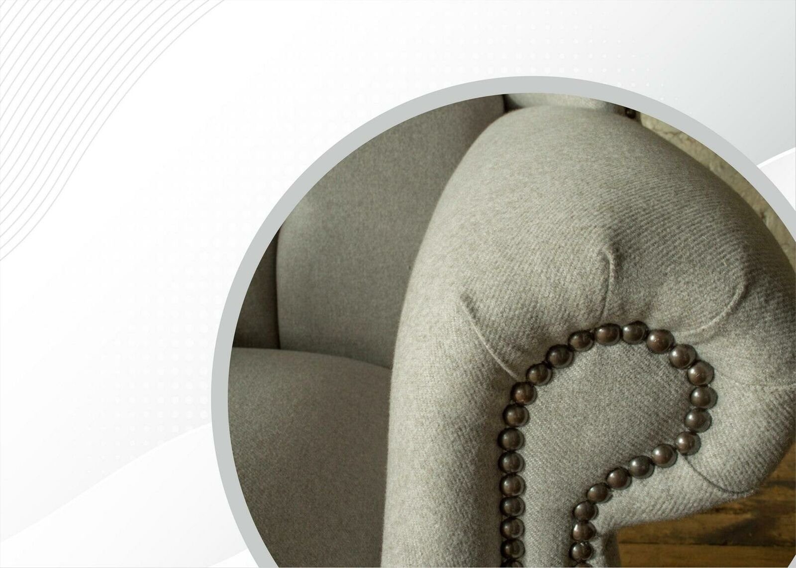 in Polster Textil Made Europe Grauer (Sessel), Couch Ohrensessel Sofa JVmoebel Sessel Chesterfield Ohrensessel