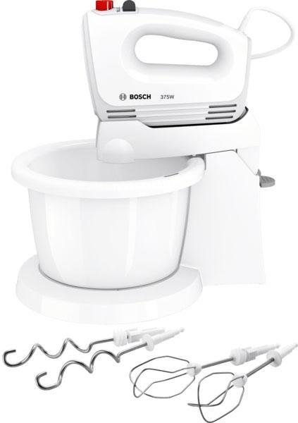 Handmixer CleverMixx MFQ2600W, Edelst. Besen/Knethaken, 4 Stufen, Ständer, weiß