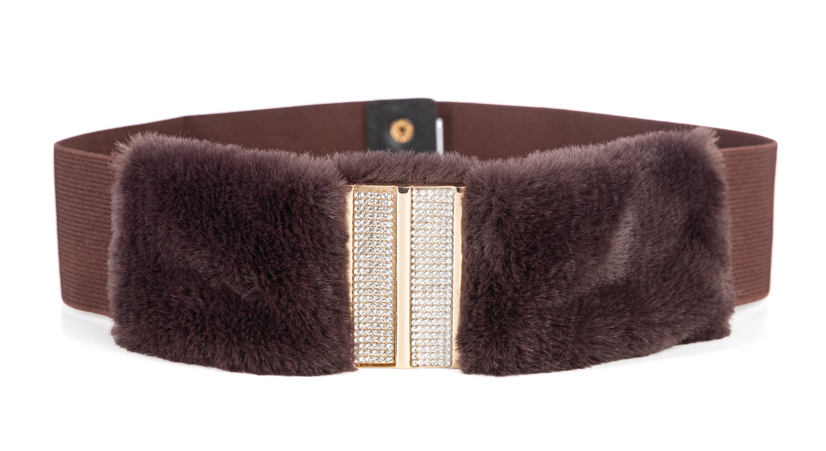 Cassandra Accessoires Taillengürtel "Sofia" Stretchgürtel, Plüschgürtel, faux fur, fake fur mit Pelz-Imitat, mit Strasssteinen