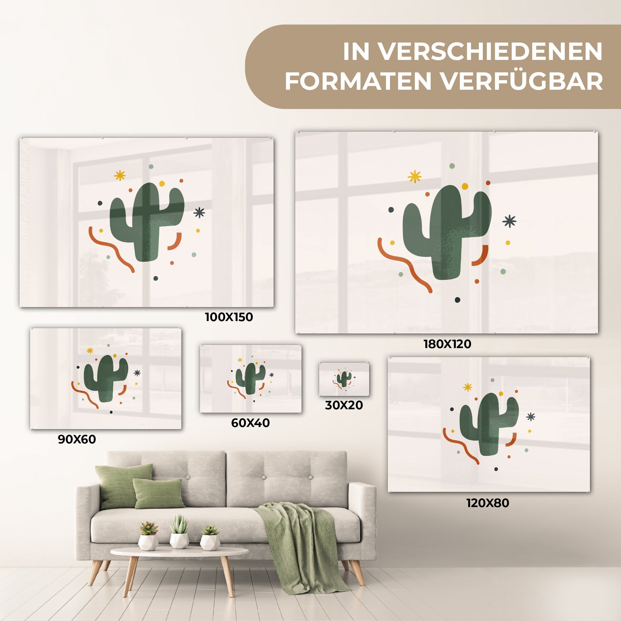 Wohnzimmer MuchoWow Kaktus (1 - - St), Sommer, & Schlafzimmer Acrylglasbild Acrylglasbilder Sukkulente