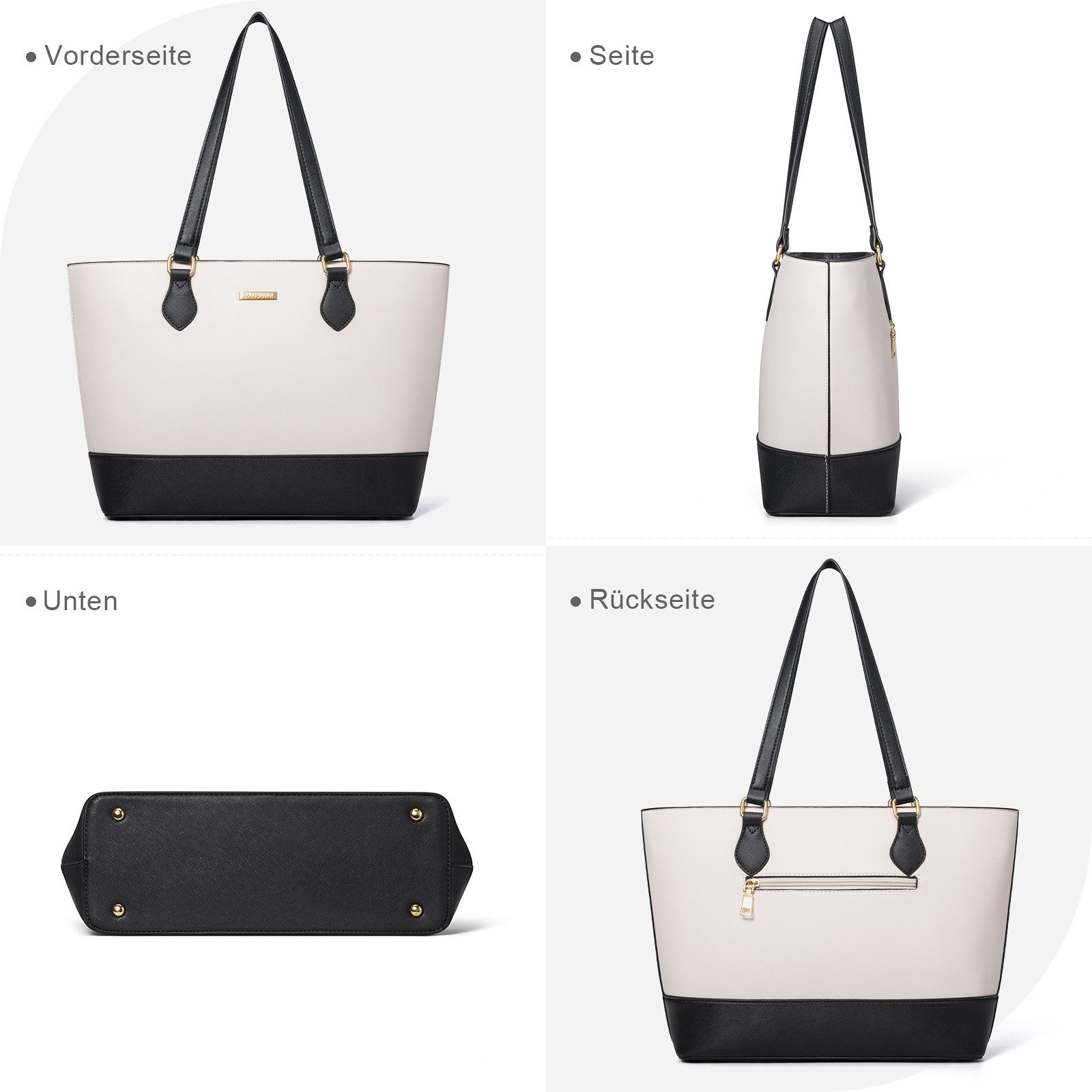 OKWISH Henkeltasche Umhängetasche Tragetasche Aktentasche Handtasche (Arbeitstasche Messenger-Tasche Top Griff mit Schultergurt, 4-tlg., Bürotasche, Ledertasche, Unitasche, Freizeittasche, Kunstleder), für Frauen Arbeit Business Schule Büro Reisen usw