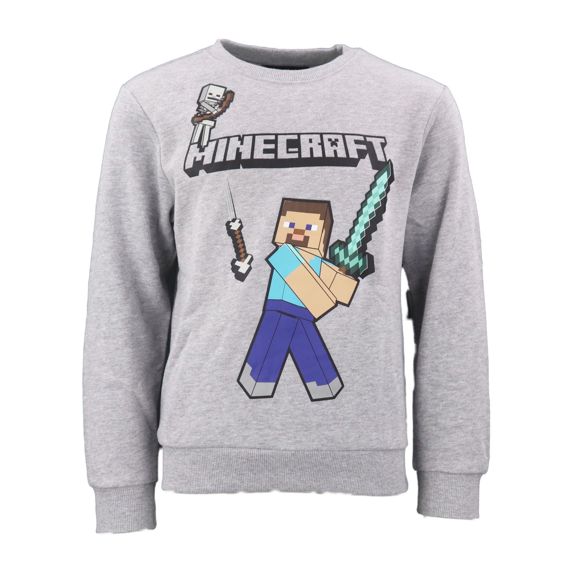 Jungen bis Sweater Minecraft 164 128 Mincraft Steve Creeper Gr. Pullover