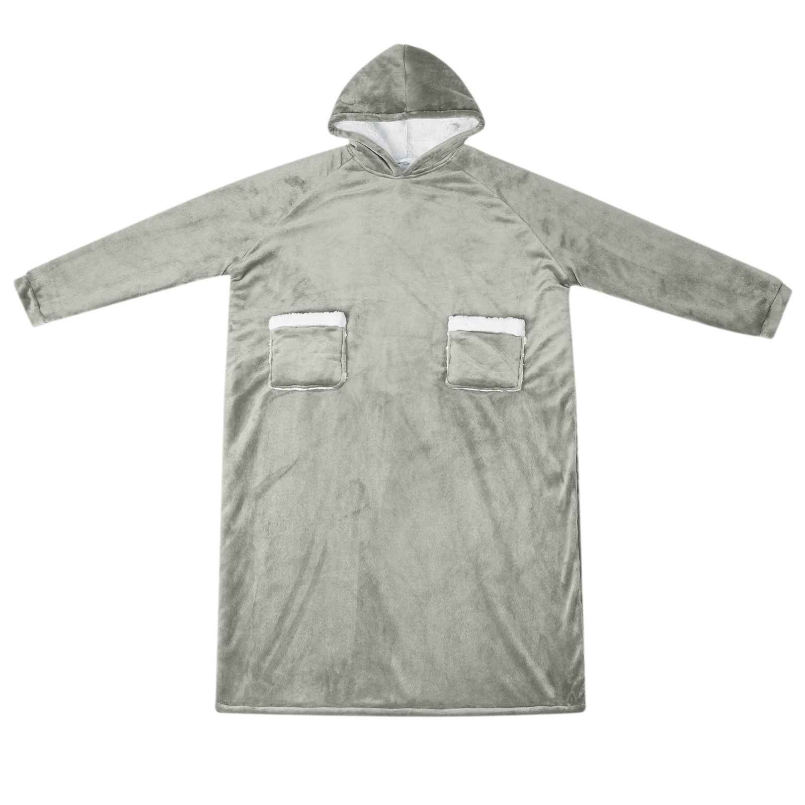 vidaXL Unisex-Bademantel Decken-Hoodie Grau L Fleece und Flanell, Vlies