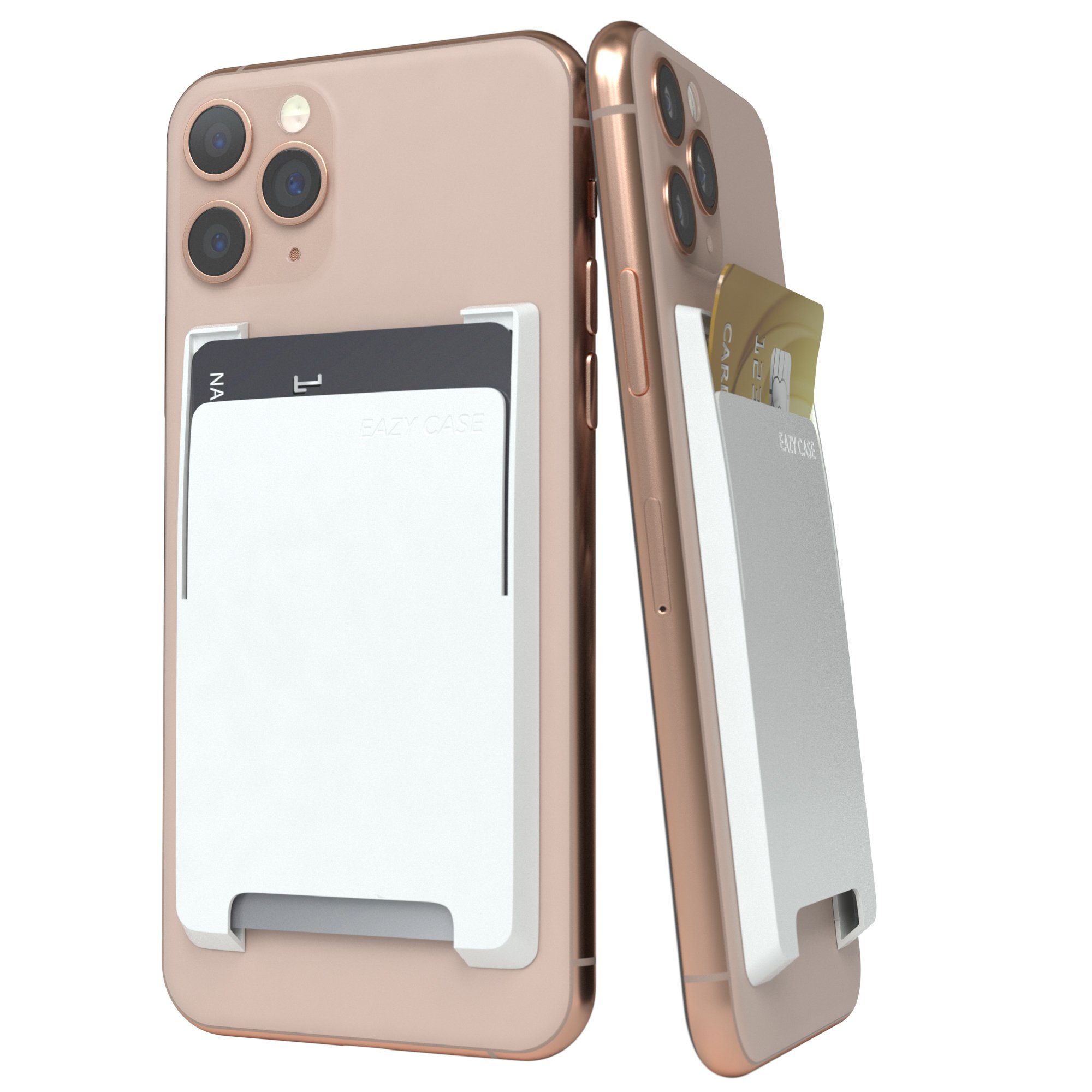 EAZY CASE Smartphone-Hülle Smartphone Cardholder, Kartenhalterung Handyhalter Karten Etui Handyhülle Kartenfach Weiß