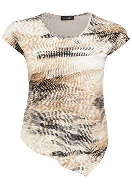 Doris Streich T-Shirt mit Grätenmuster und asymmetrischem Zipfelsaum