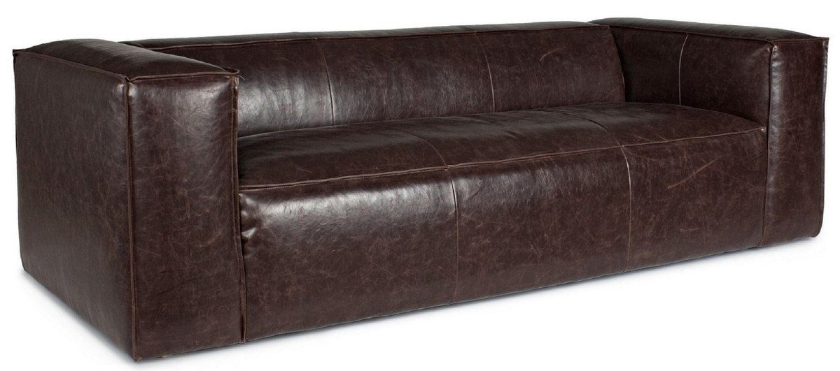 Casa Padrino Chesterfield-Sofa Casa H. 224 cm Sofa Kunstleder Einrichtung Möbel Sofa Möbel Luxus - Luxus Padrino - Wohnzimmer x Luxus - 99 67,5 - Möbel Kunstleder - Wohnzimmer Dunkelbraun x