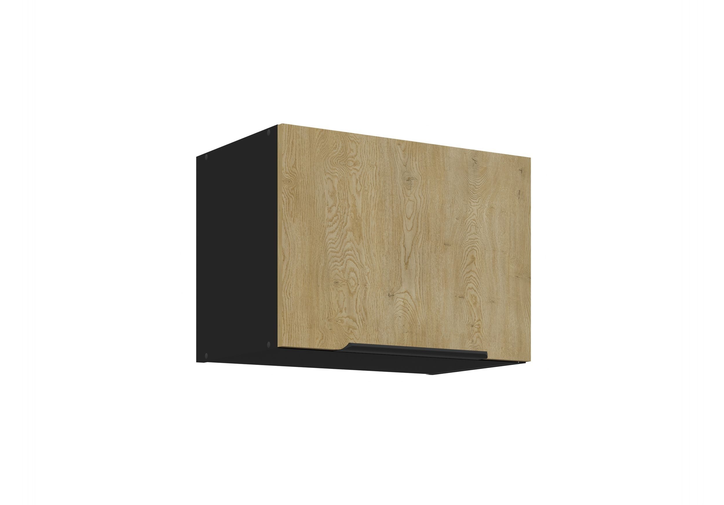 Küchen-Preisbombe Hängeschrank 50 cm Küche CREMONA Eiche hell Schwarz Küchenzeile Küchenblock Höhe 36