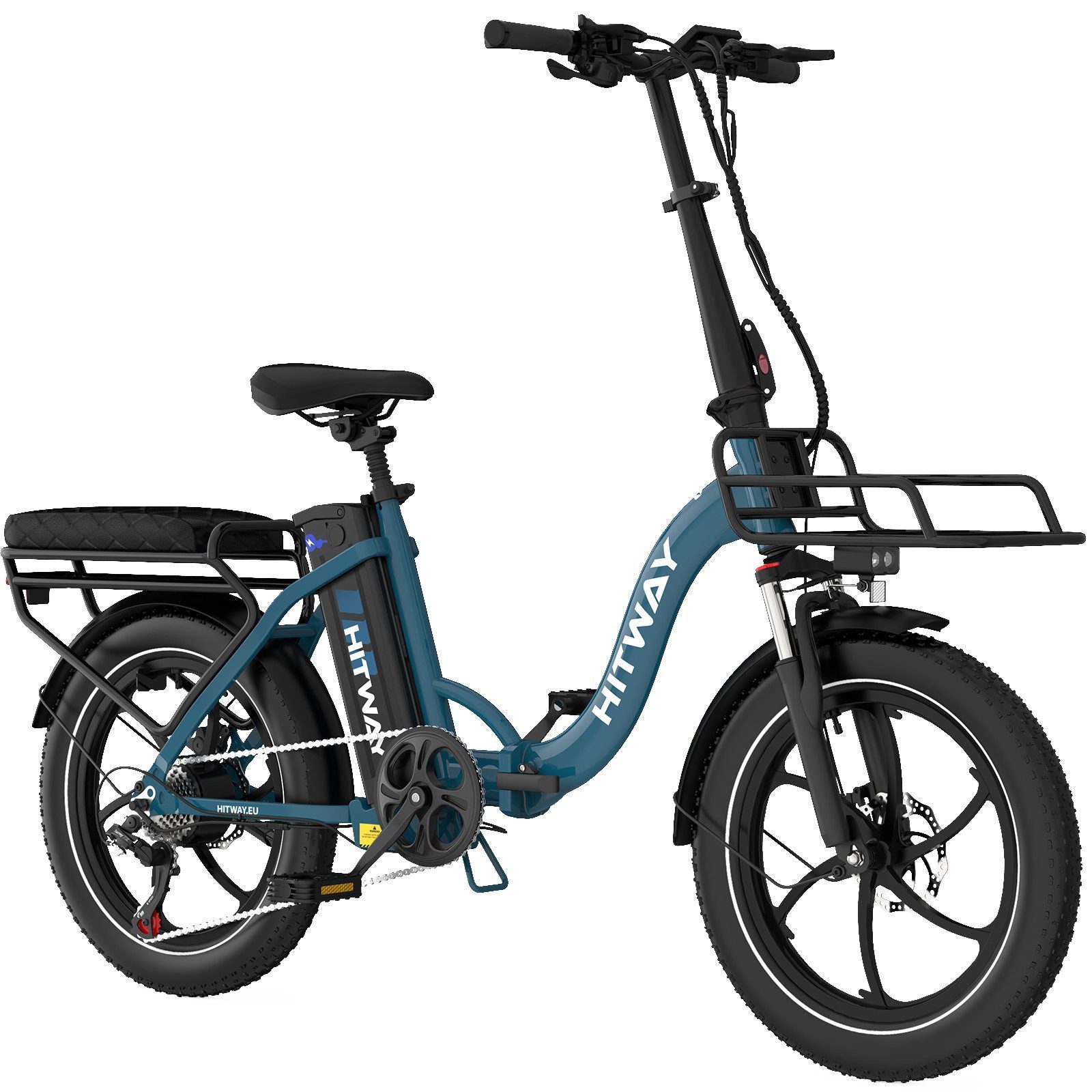 HITWAY E-Bike Faltrad 20*3,0 zoll Elektrofahrrad Pedelec mit 36V15,6Ah Akku, 7 Gang shimano shimano Schaltwerk, Kettenschaltung, Heckmotor, 561,6 Wh, Klappfahrrad E Mountainbike für Damen u. Herren