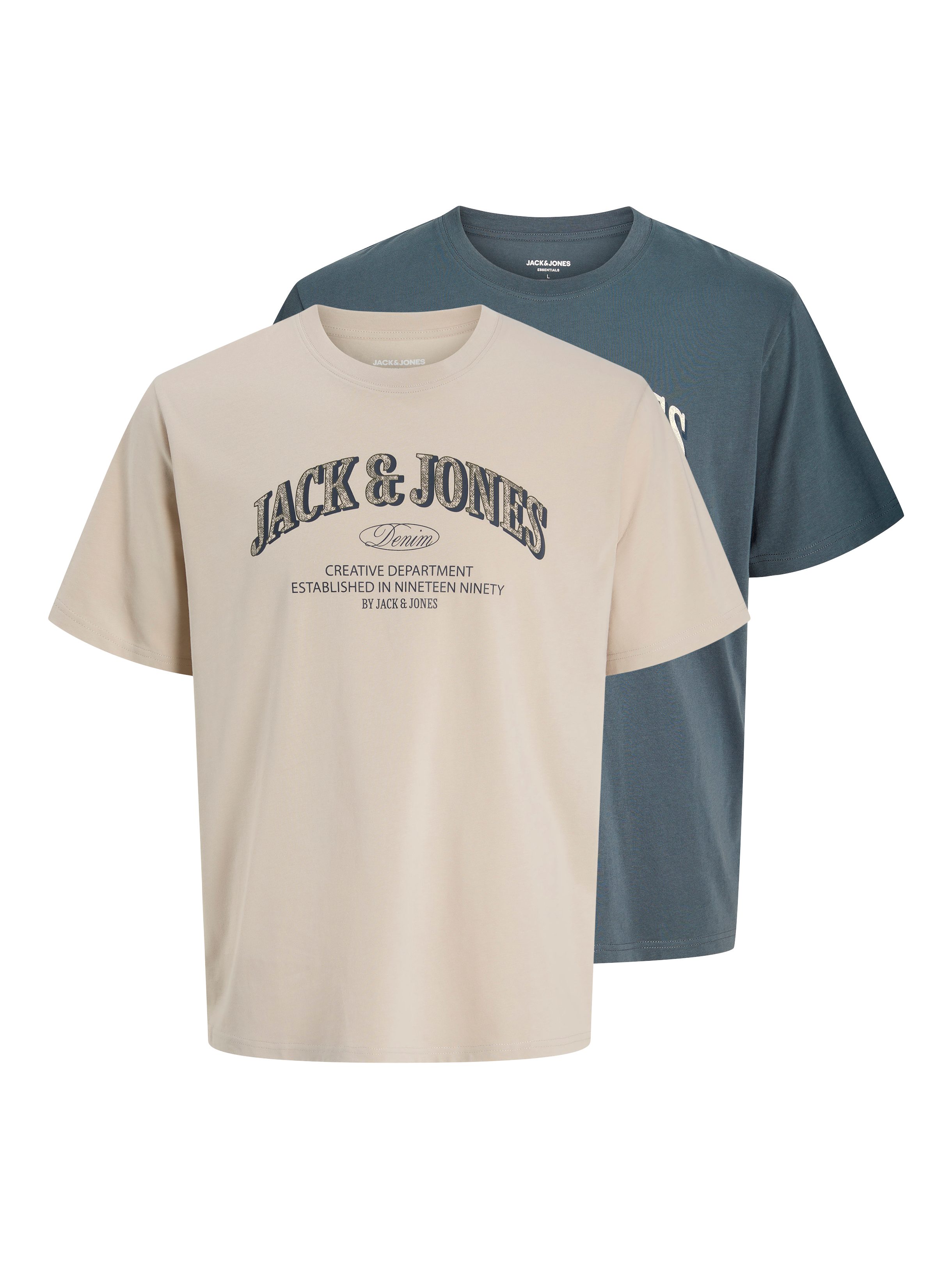 Jack & Jones T-Shirt JJEDENVER LOGO TEE SS O-NECK 2PK MP (Packung, 2-tlg) aus Baumwolle, in Jersey-Qualität, gerade Passform, pflegeleicht