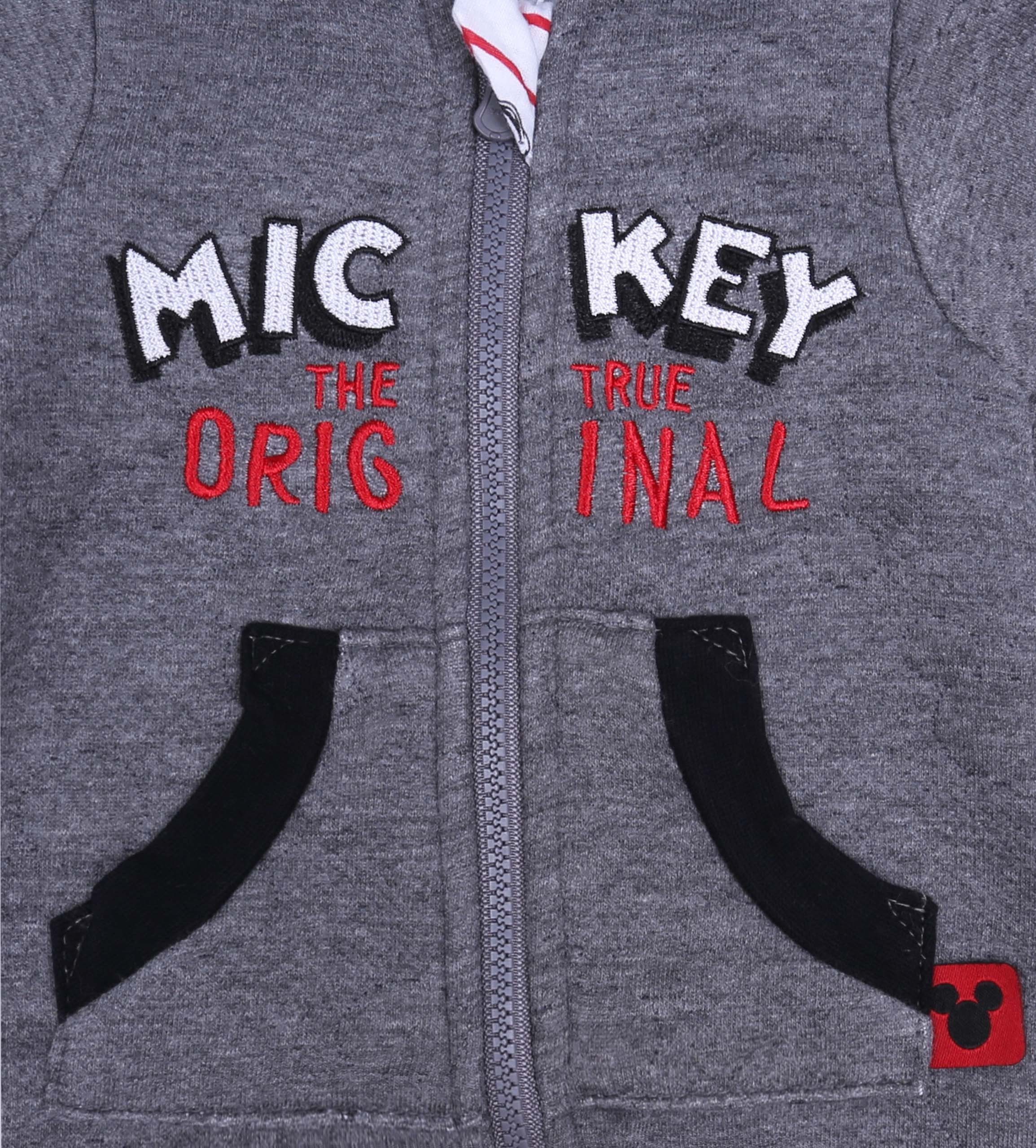 Sarcia.eu Strampler Grauer Trainingsanzug für Baby mit Kapuze Mickey Mouse 3-6 Monate