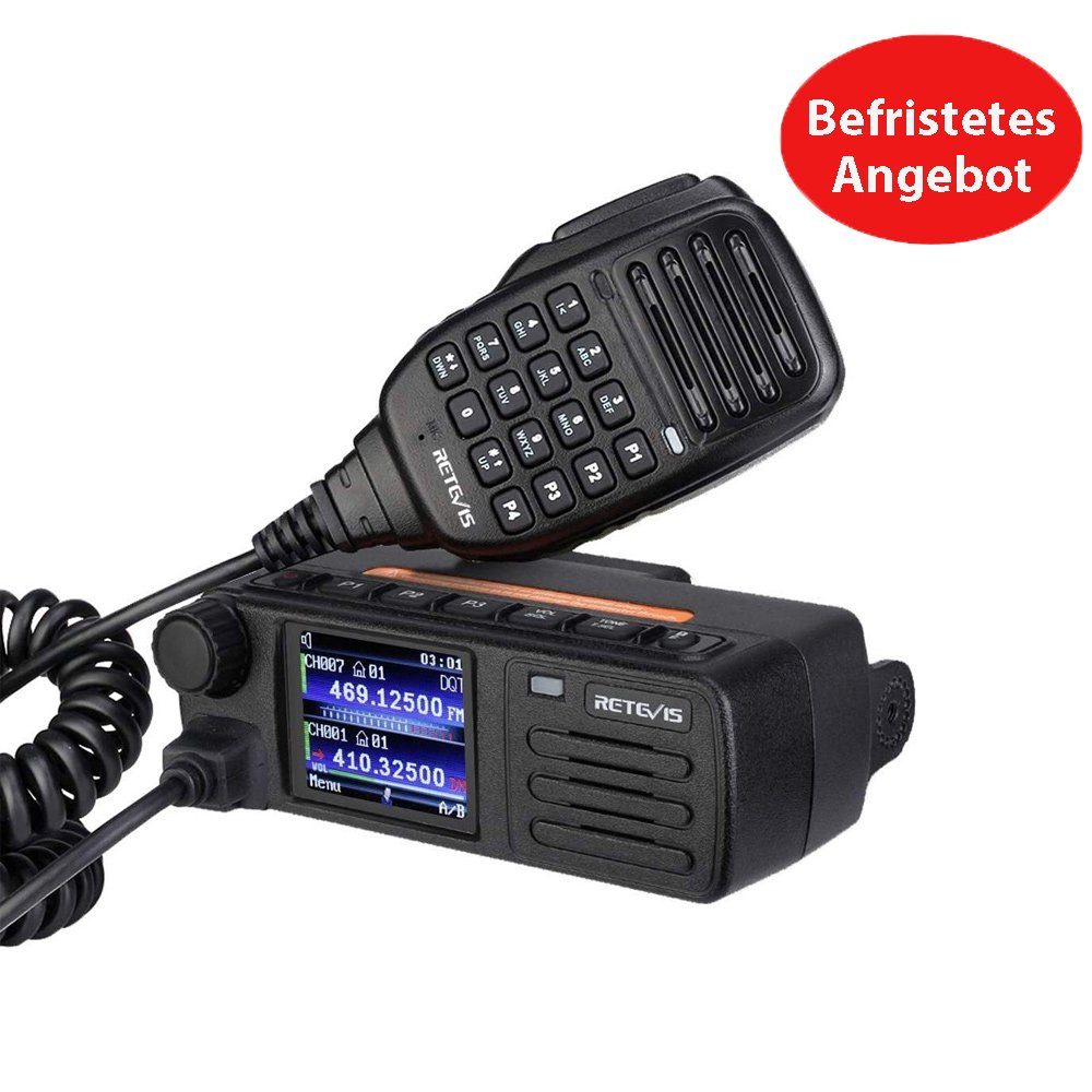Retevis Walkie Talkie RT73 Amateurfunk,DMR Digital/Analog Ham Radio Transceiver, (Dualband, 20W, 4000 Kanäle, 300K Kontakte, GPS APRS), Mini-Mobilfunkgeräte Zum Offroad-Wettbewerb Ausflug