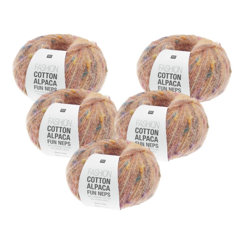 Rico Design 5 x RICO FASHION COTTON ALPACA FUN NEPS Häkelwolle