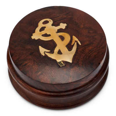 NKlaus Kompass Kompass in Holz mit Deckel 7,5cm Taschenkompass Peilkompaß Richtungsan