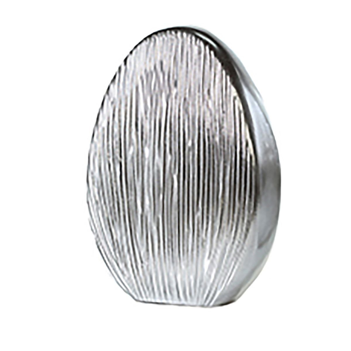 Casablanca Dekoobjekt Ei aus Keramik in silber Dekofigur 26 x 18 x 8 Keramikfigur Scratchy, von Hand verarbeitet