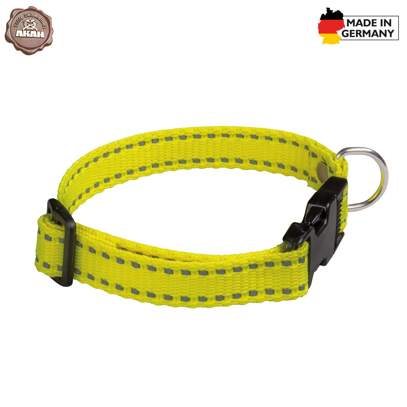 AKAH Hunde-Halsband AKAH neongelb – verstellbares Welpenhalsband für Alltag & Training