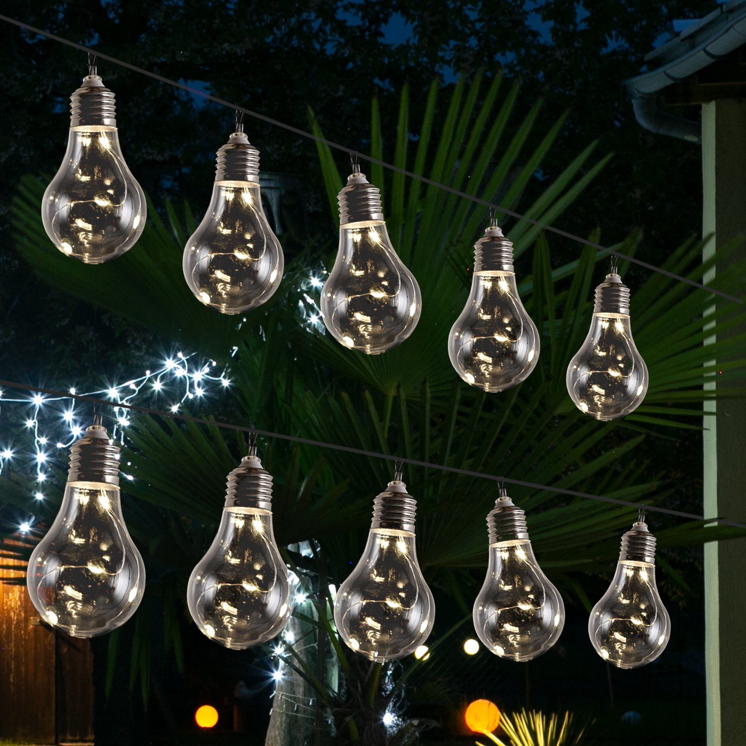 LED 1,9m MARELIDA Balkon klar Glühbirne Retro Garten Garten Lichterkette Solar LED-Lichterkette