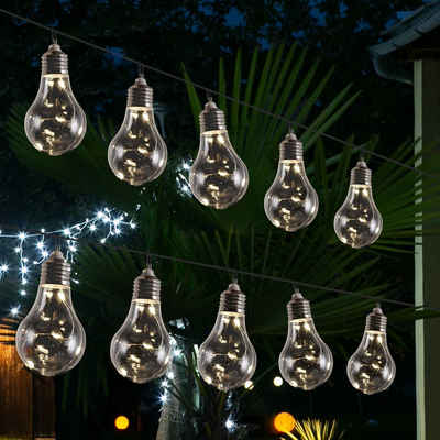 MARELIDA LED-Lichterkette LED Solar Lichterkette Glühbirne klar 1,9m Garten Retro Garten Balkon