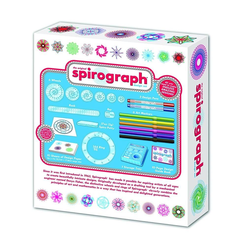 Idena Kreativset Spirograph Design-Set, 30 teilig, mit Räder-Schablonen und Stifte