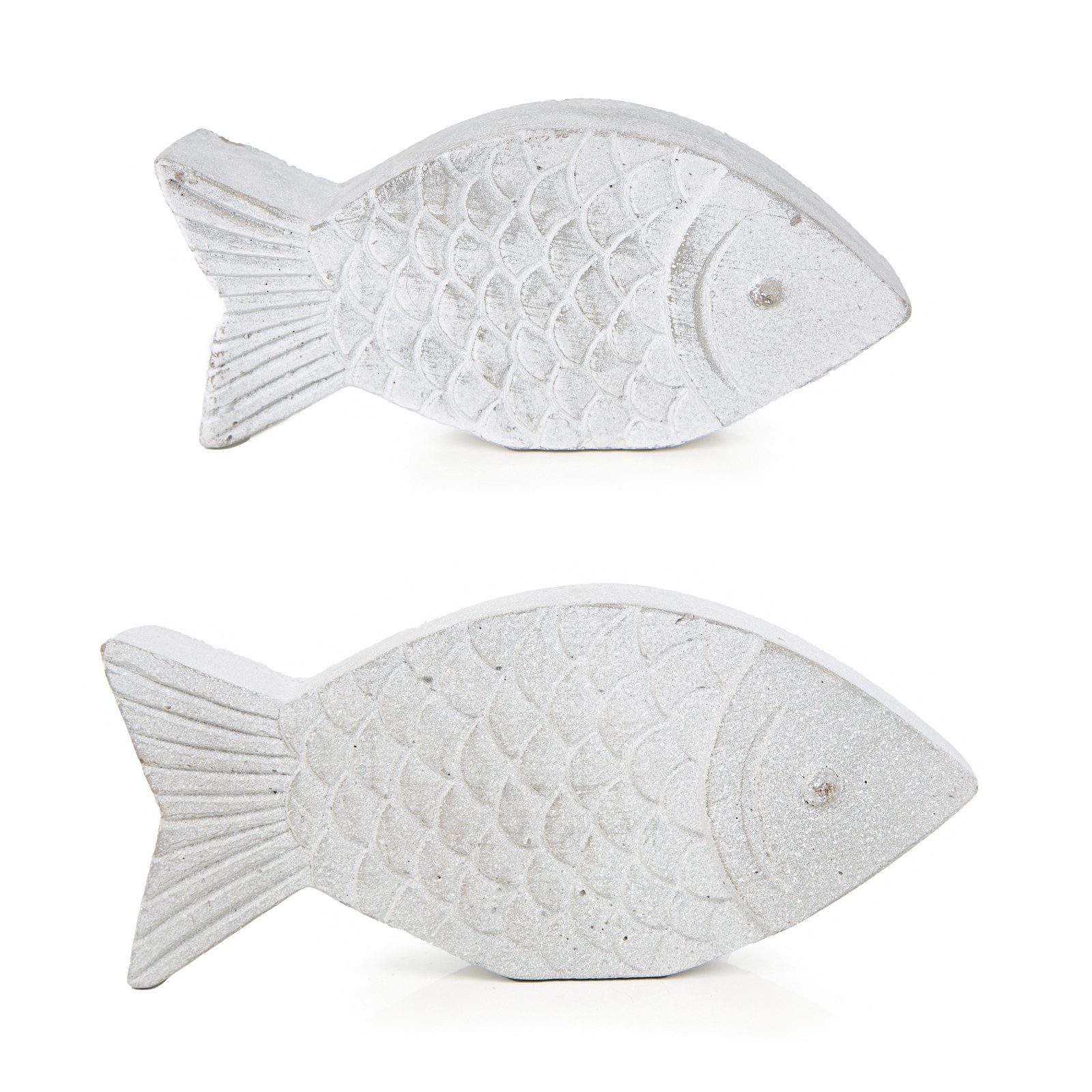 Logbuch-Verlag Dekofigur Fische Figuren grau aus Beton modern 16-20 cm (2 St), Dekofische Maritime Deko