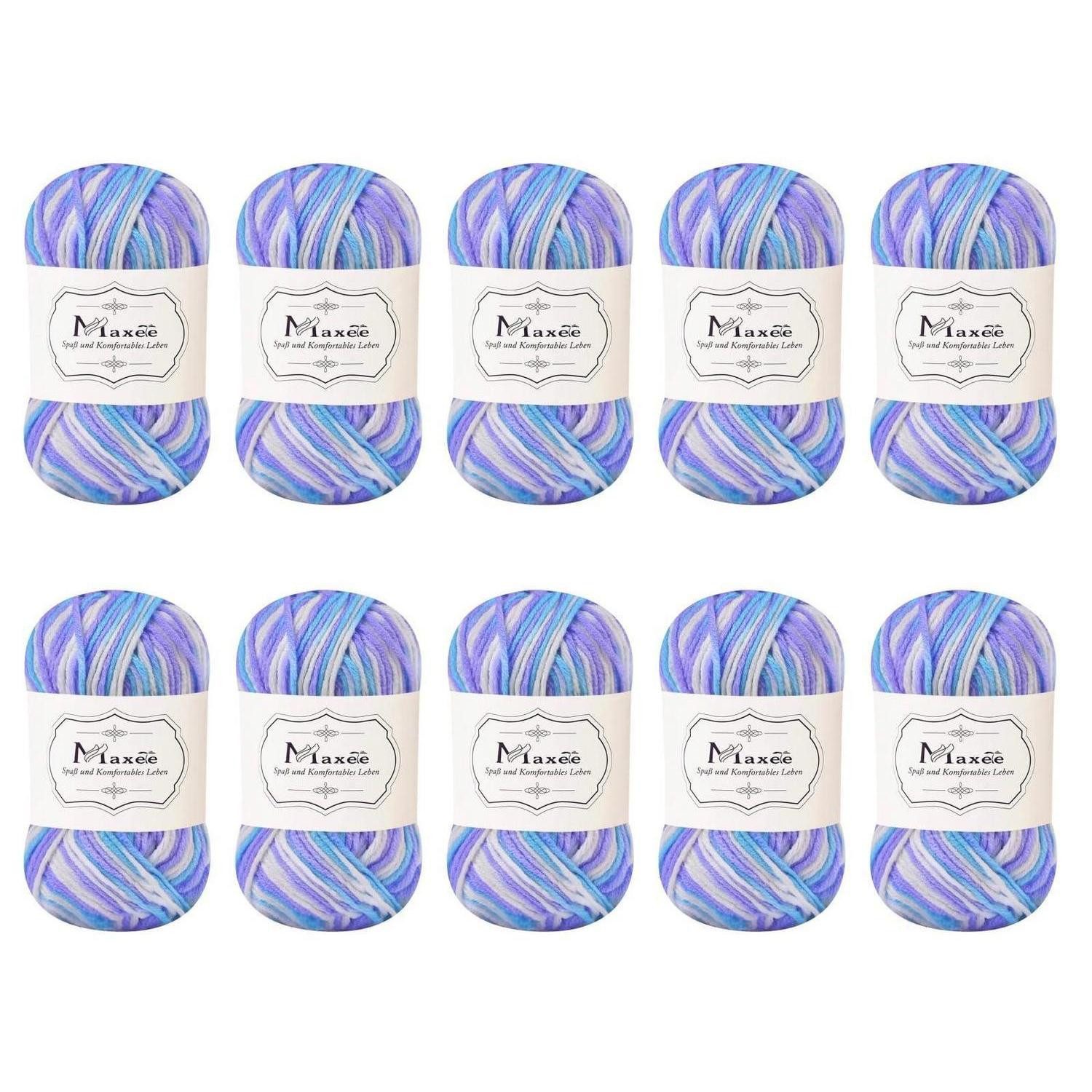 LuxusKollektion Häkelnadeln Häkelgarn Farbverlauf 10x50g Acryl Mehrfarbig, 10 St.