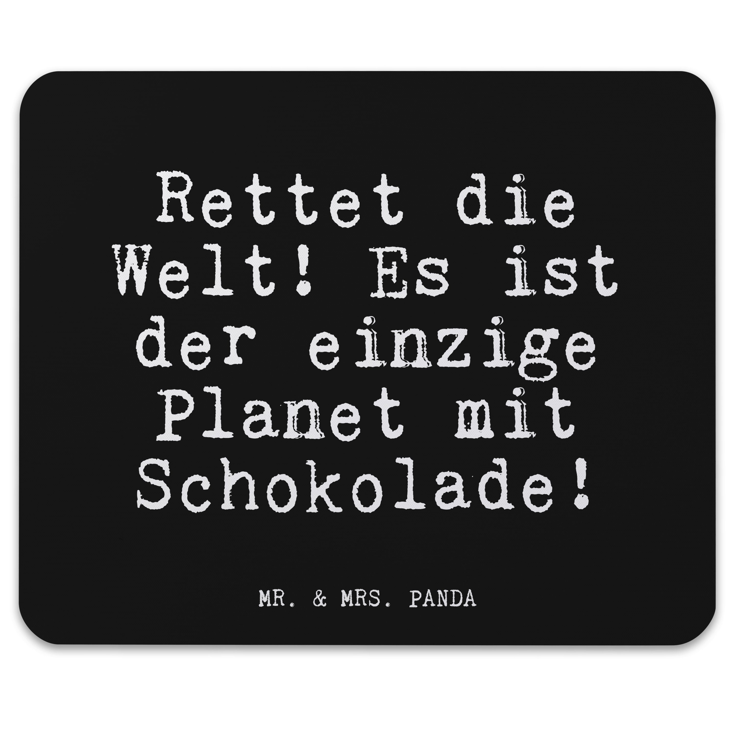 Mr. & Mrs. Panda Mauspad »Rettet die Welt! Es... Schwarz Geschenk