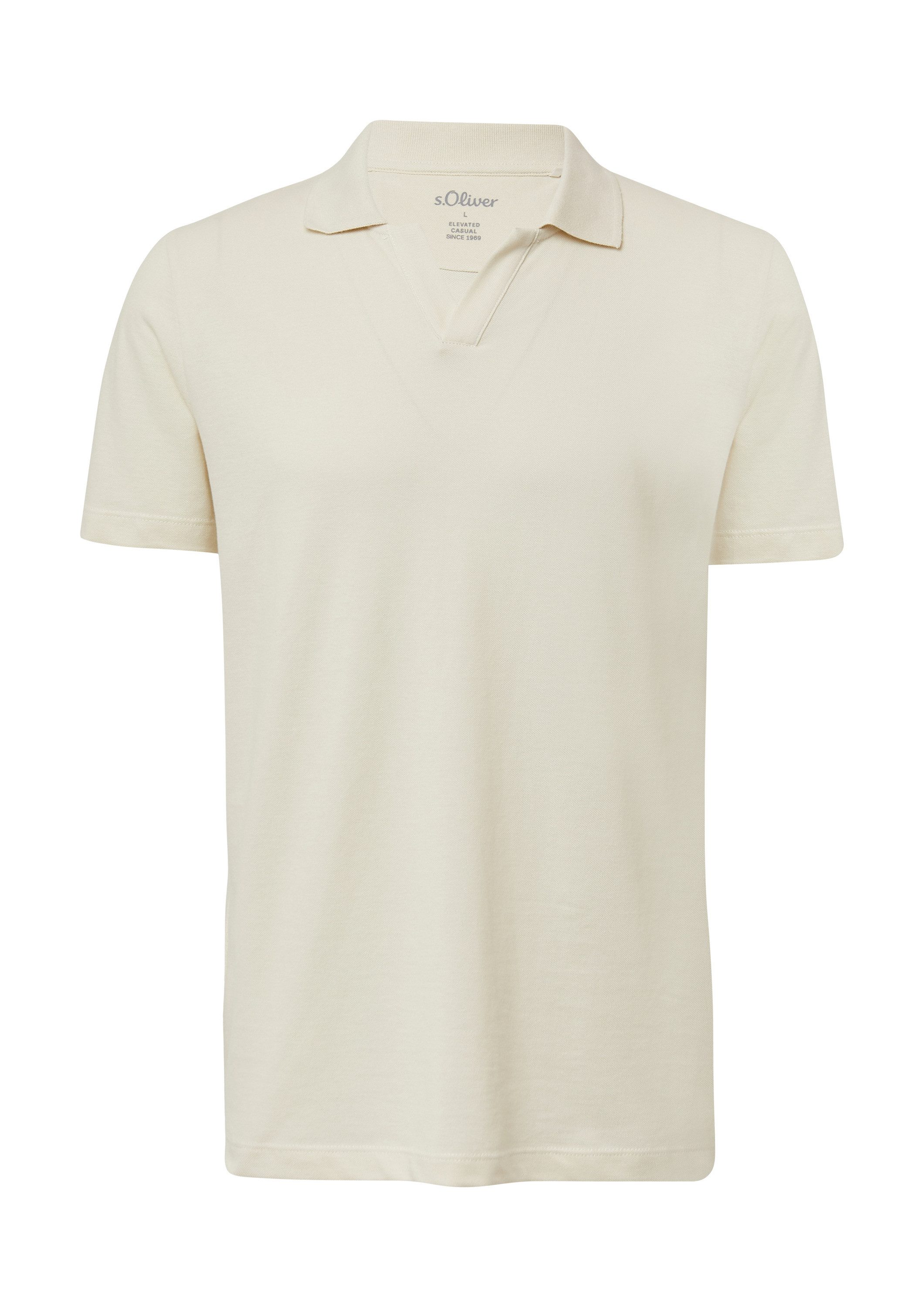 s.Oliver Kurzarmshirt Polo-Shirt Poloshirt aus Baumwolle mit offenem Kragen günstig online kaufen