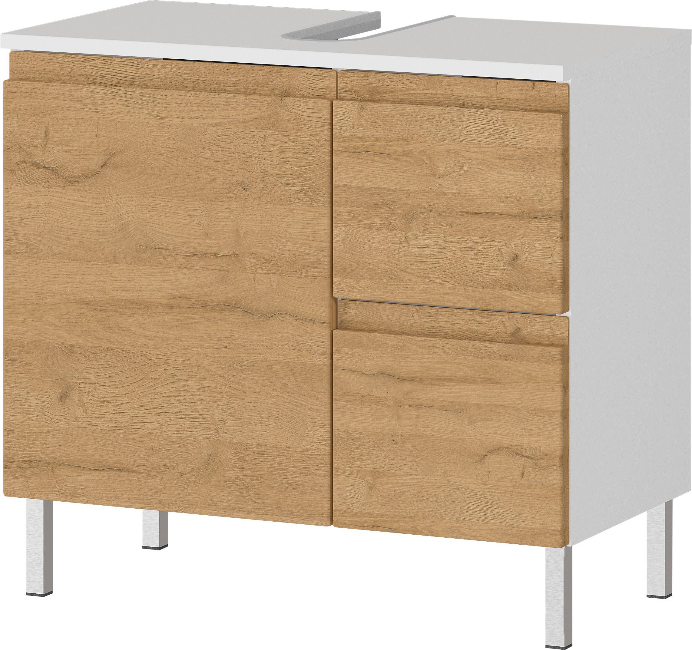 GERMANIA Waschbeckenunterschrank Torrance (in 2 Breiten) mit Schublade & Füßen aus Metall, griffloses Design, Made in Germany