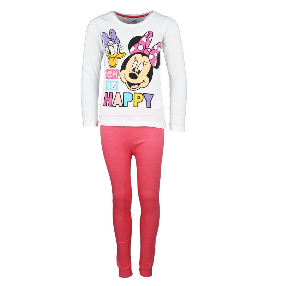 Disney Minnie Mouse Schlafanzug Minnie Kinder Pyjama bis 104 134, Baumwolle Daisy und Gr. 100