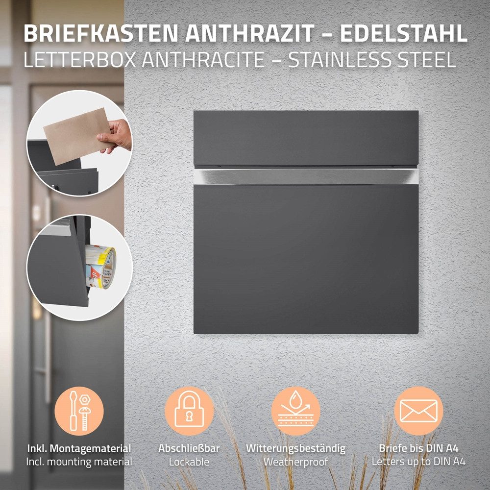 ML-DESIGN Standbriefkasten Briefkasten Postkasten mit Zeitungsfach, günstig online kaufen