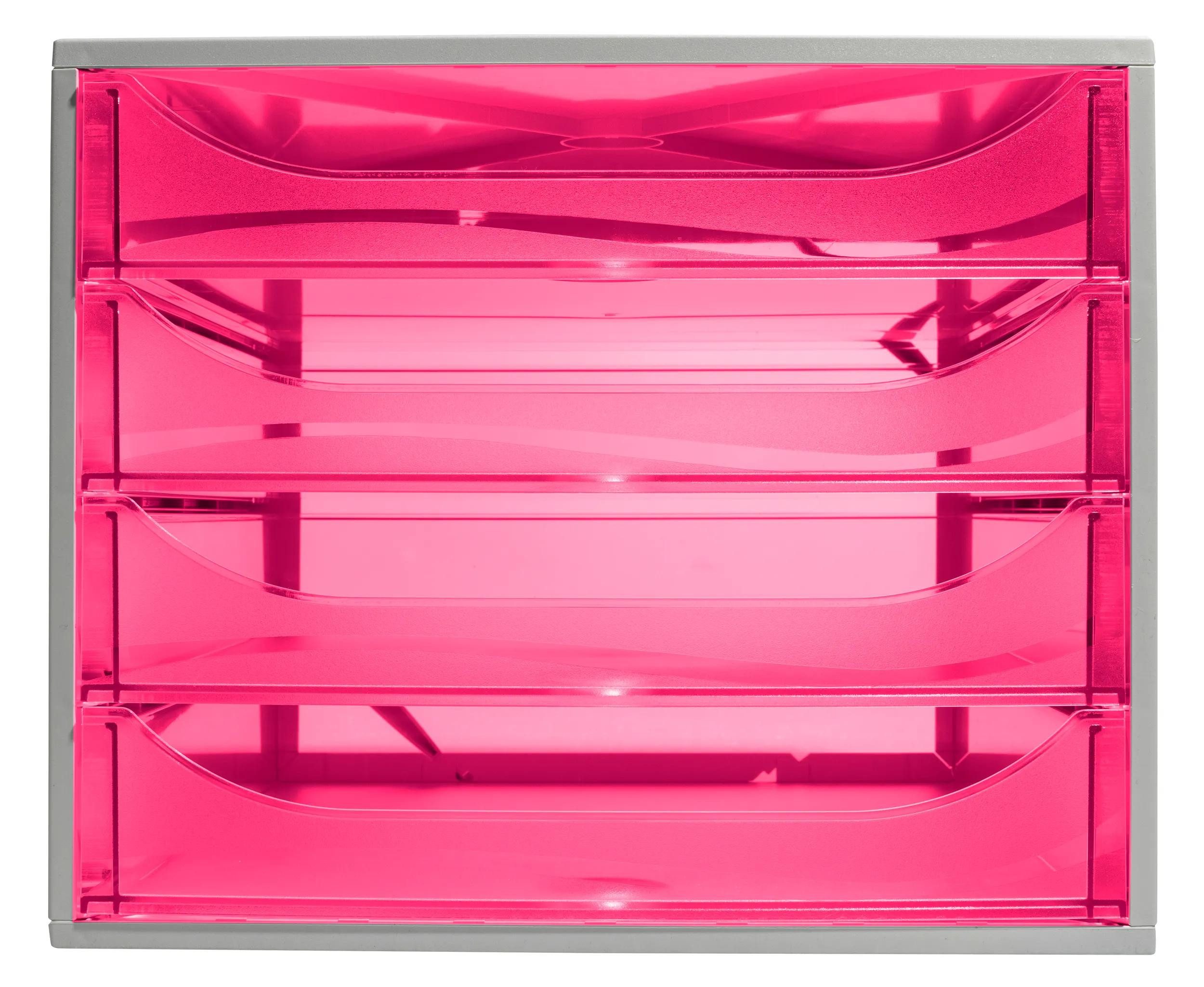 EXACOMPTA Schubladenbox ECOBOX Schubladenbox mit 4 Schubladen - Himbeerfarben - 228654D, Boxen einzen