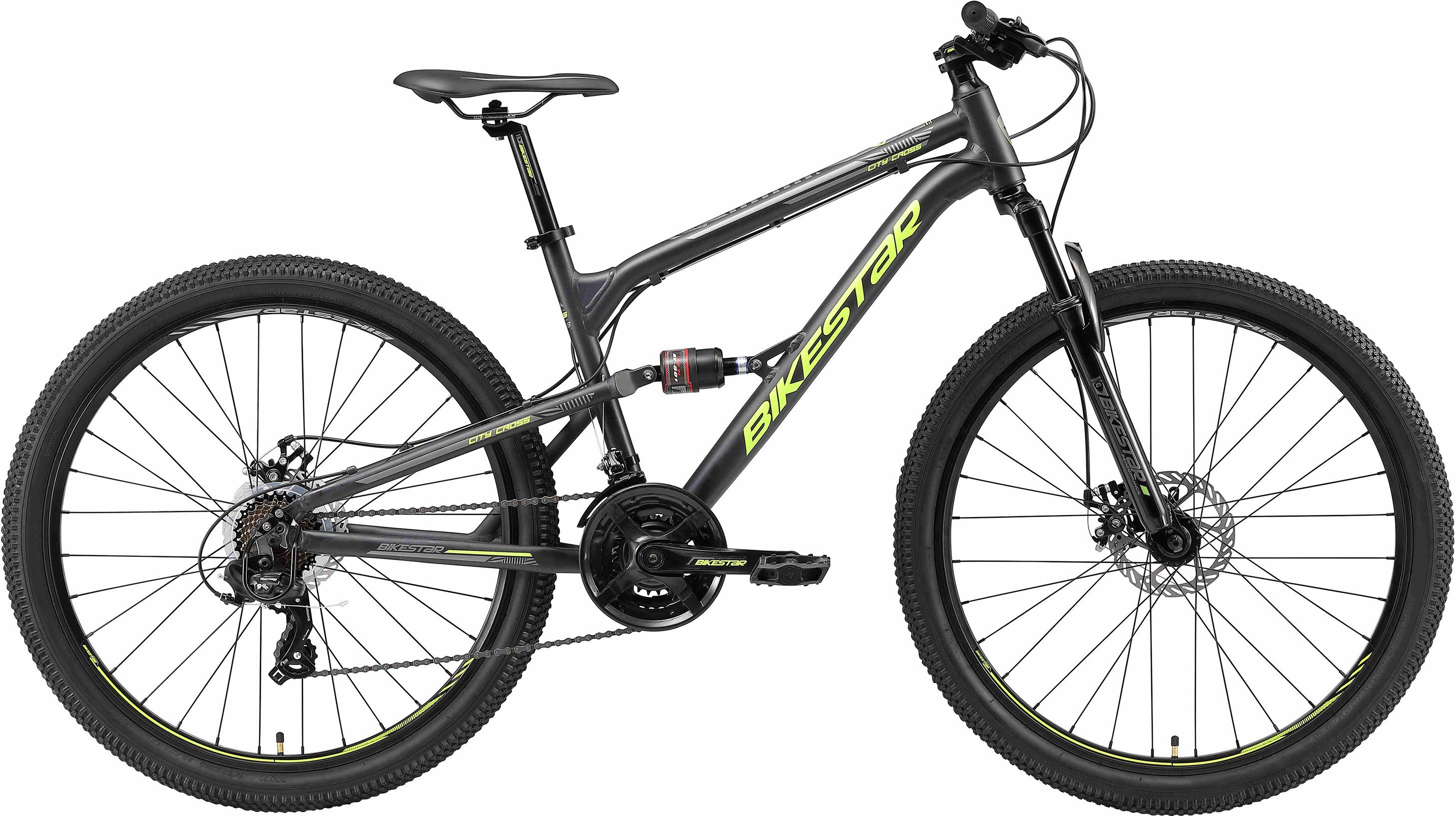 Bikestar Mountainbike, 21 Gang Shimano RD-TY300 Schaltwerk, Kettenschaltung, für Damen und Herren, Kettenschaltung