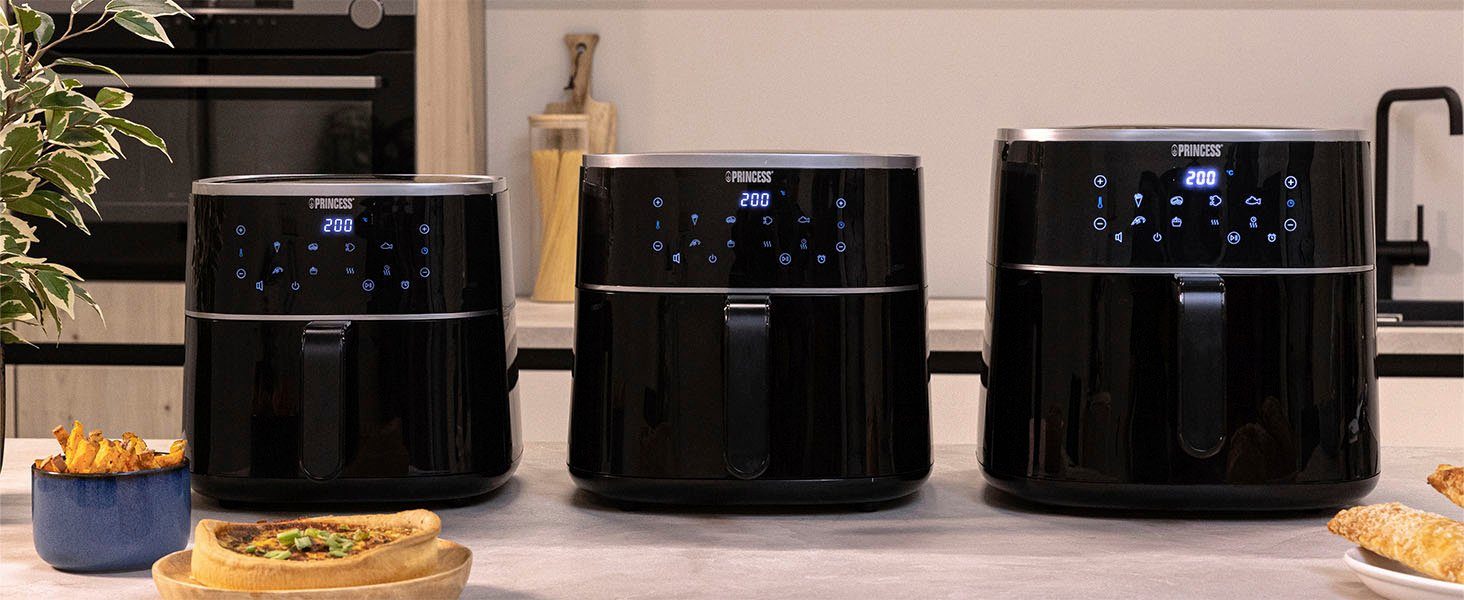 PRINCESS Heißluftfritteuse 182254 – Füllmenge des Behälters variierbar – 8 L, 1800 W