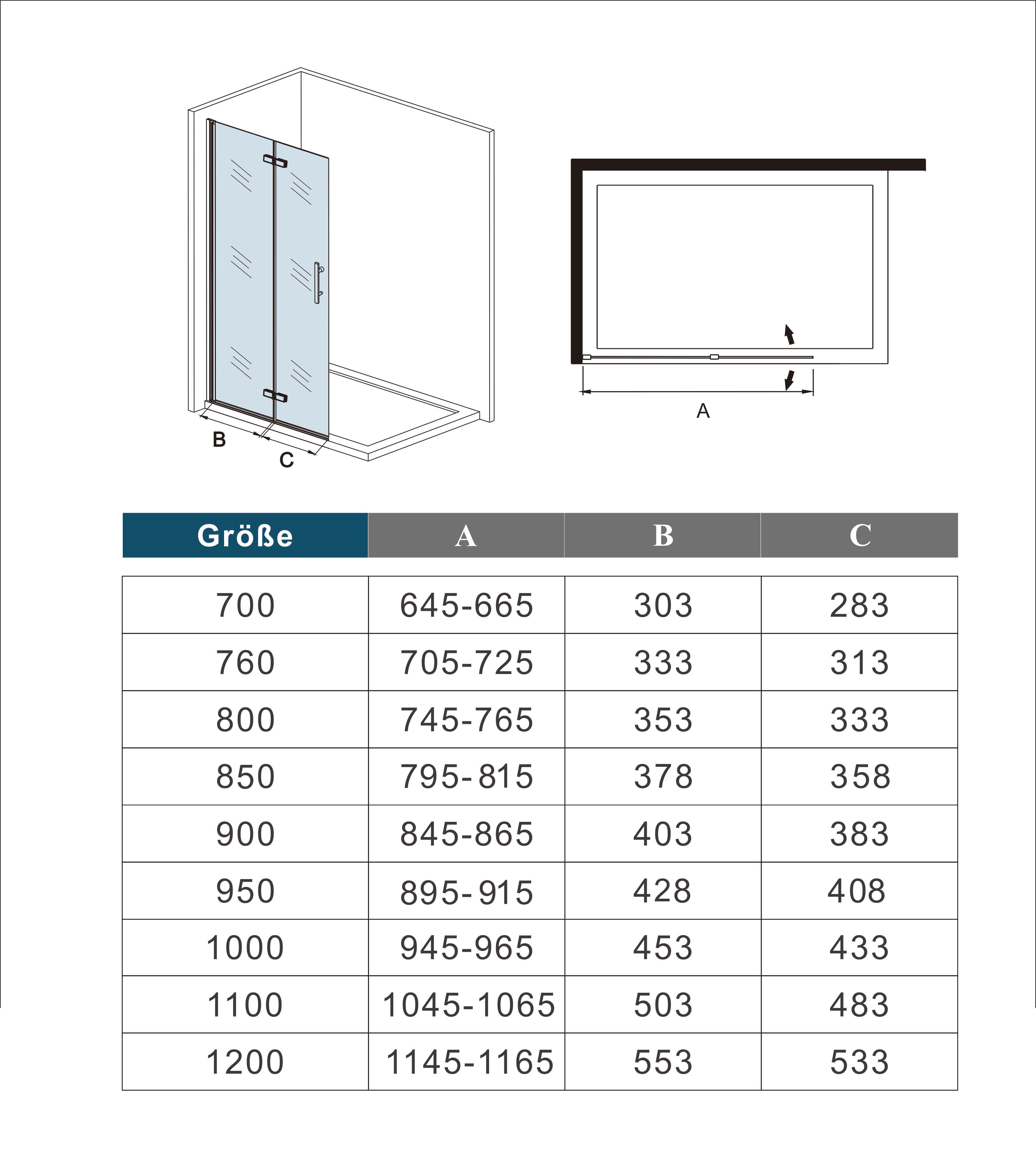 duschspa Dusch-Falttür 195cm Nano Glas Nischentür Dusche Walkin Falttüren D günstig online kaufen