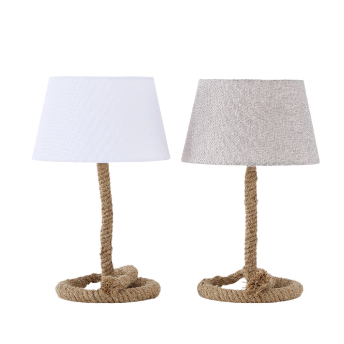 BOLTZE Nachttischlampe Maritimer Tischleuchte Rope Design mit Textilschirm 2er Set