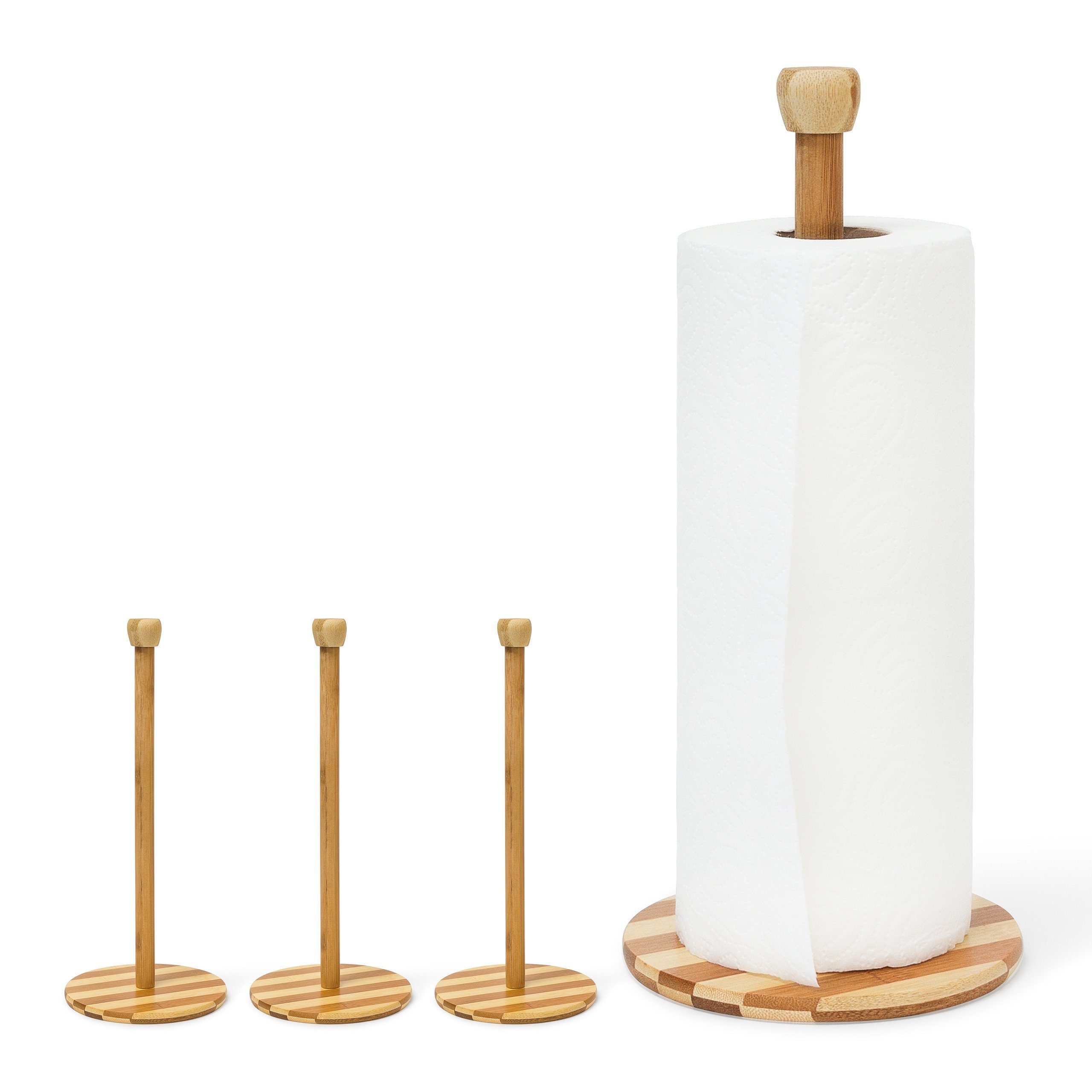 relaxdays Küchenrollenhalter 4 x Küchenrollenhalter Bambus 33 cm
