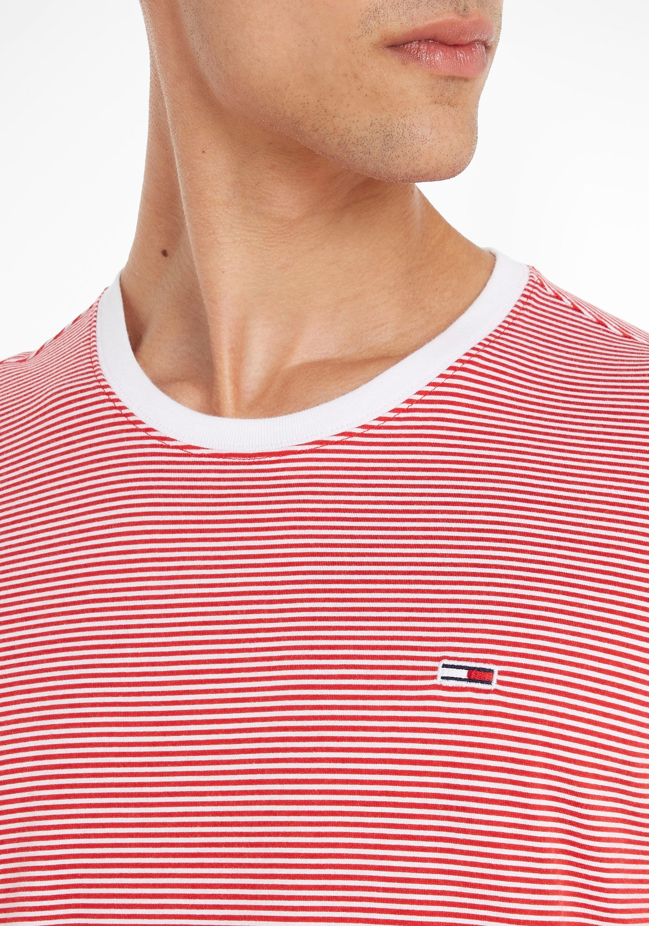 Tommy Jeans T-Shirt Rundhalsausschnitt SOLID PACK TJM & (Packung, DeepCrimson/White mit 2 2-tlg) STRIPE TEE