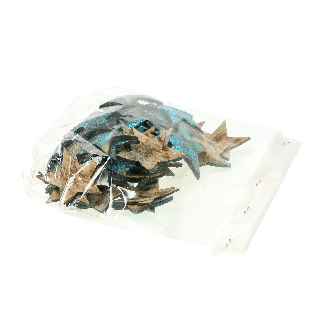 Viana Weihnachtsmann 50er Set Kokos Stern Blau 5cm - Exotische Kokosnussschale, 50 Stück
