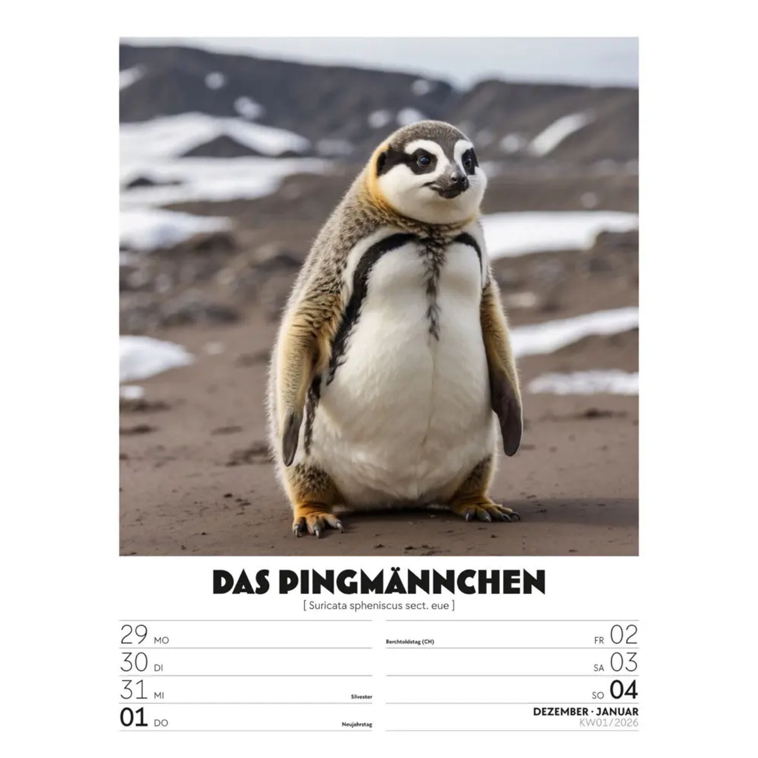 Ackermann Wandkalender Verrücktes Tierleben Wochenplaner mit KI-Bildern Kalender 2026