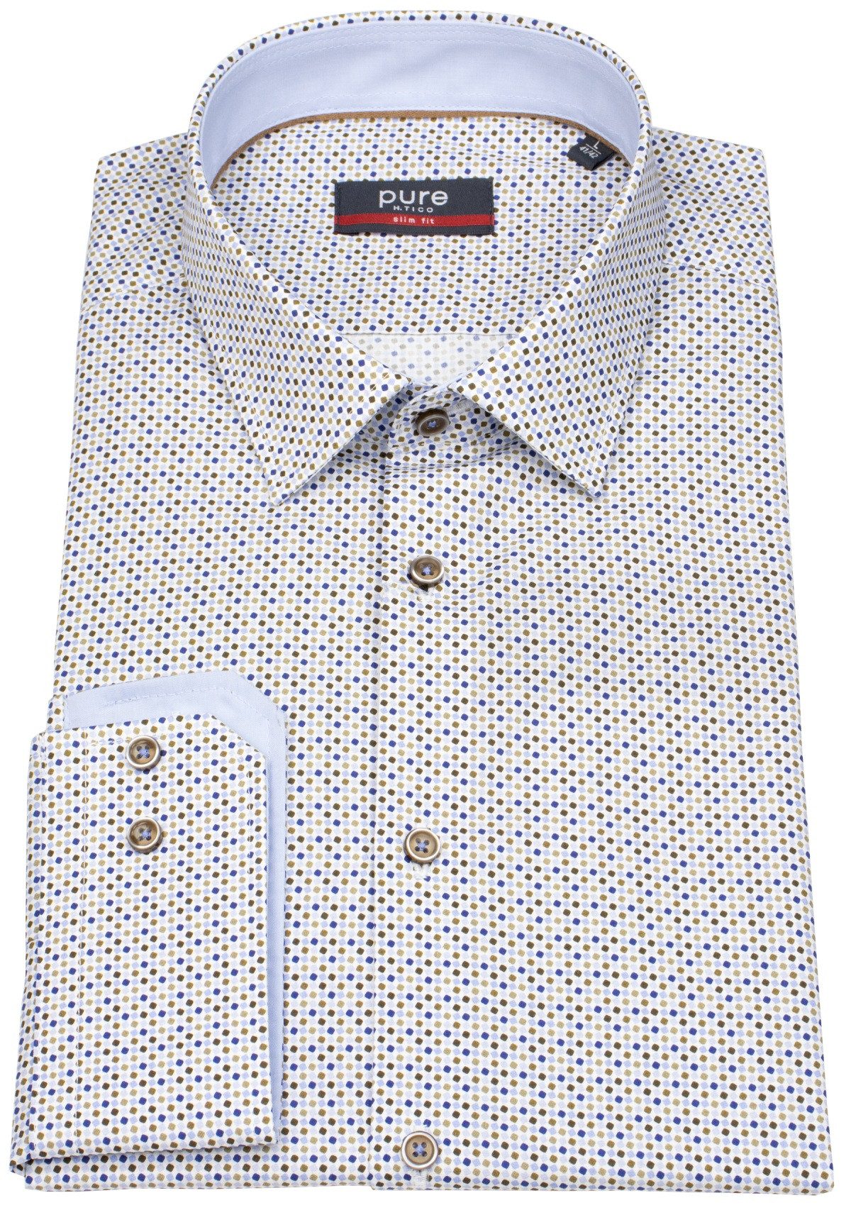 Pure Langarmhemd Slim Fit stark tailliert Kentkragen