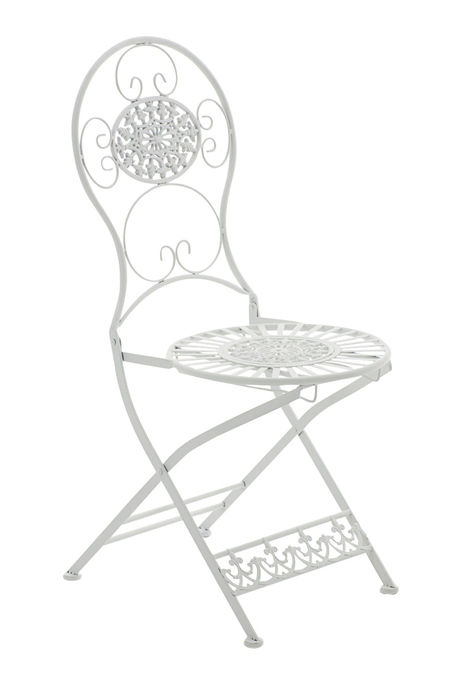 Eisen, Farbe: - weiß 91.5cm TPFGarden Terrasse St), Maße Metallstuhl 43 Balkonstuhl, - - aus Moni Garten, handgefertigtem x x (Hochwertiger 50 Balkon, Klappstuhl 1 für (TxBxH): Gartenstuhl stabiler und