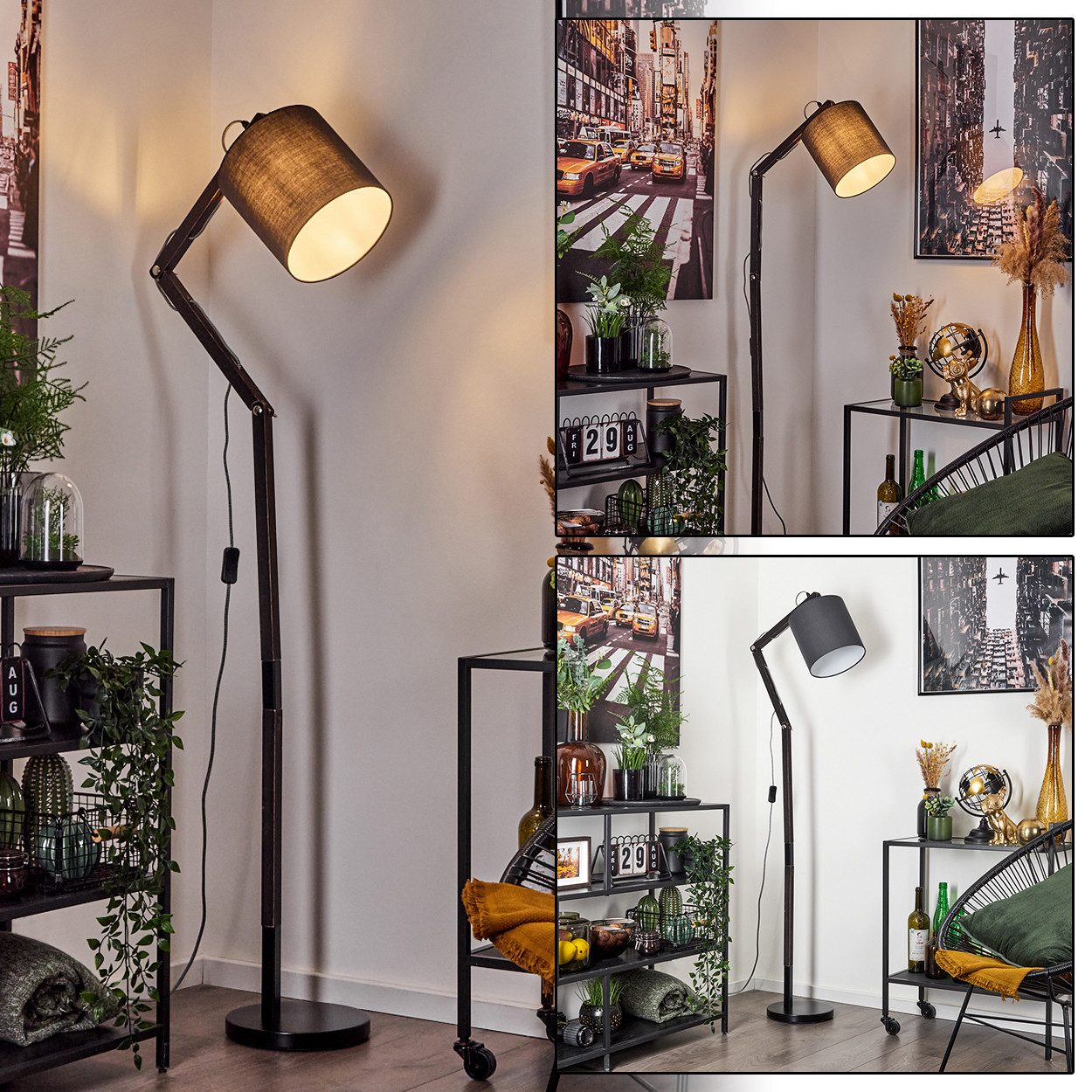 hofstein Stehlampe »Tercimonte« moderne Stehlampe aus Metall/Holz/Stoff in günstig online kaufen